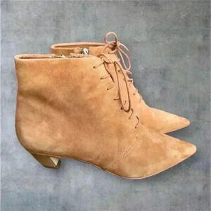Nine West Shoes Women's 5.5 Beige Camel Tan Leather Yendira Ankle Bootie